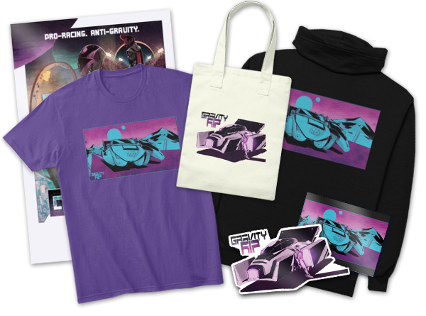 Gravity RIP merch including T-Shirts, bags and hoodies
